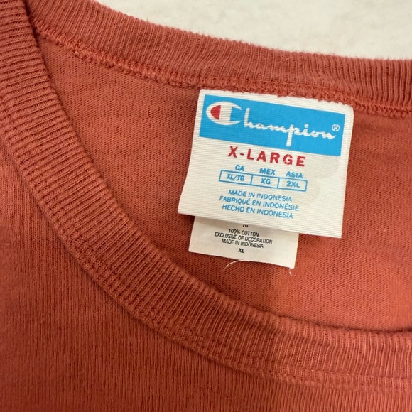 CHAMPION Heritage Mix Motif Mens Patch Tee Shirt Burnt Red Size XL - Picture 3 of 8
